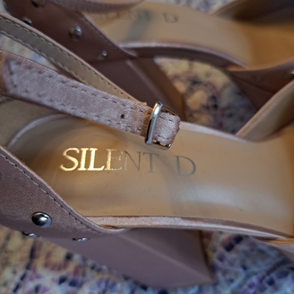 SILENT D Blush Satin Platform Heels - Picture 5 of 6